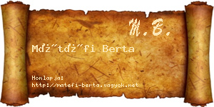 Mátéfi Berta névjegykártya